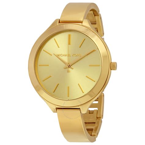 michael kors women's slim runway gold tone watch mk3275|Michael Kors gold dial.